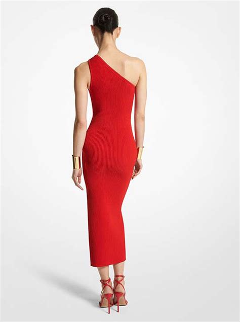 michael kors asymmetrical knit dress|Ribbed Stretch Viscose Crepe Asymmetric Slit Dress .